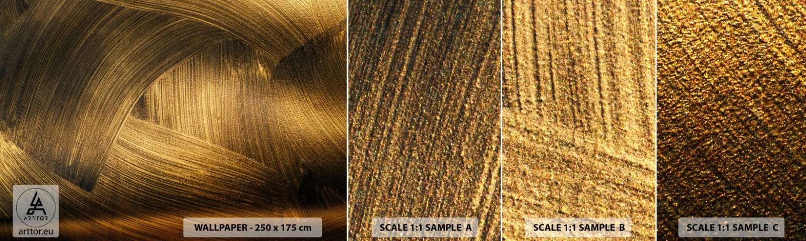 Fotobehang Monster Zelfklevend Deluxe Sticker - In een gouden doolhof - Abstractie, Deel, Goud - 100x30 cm