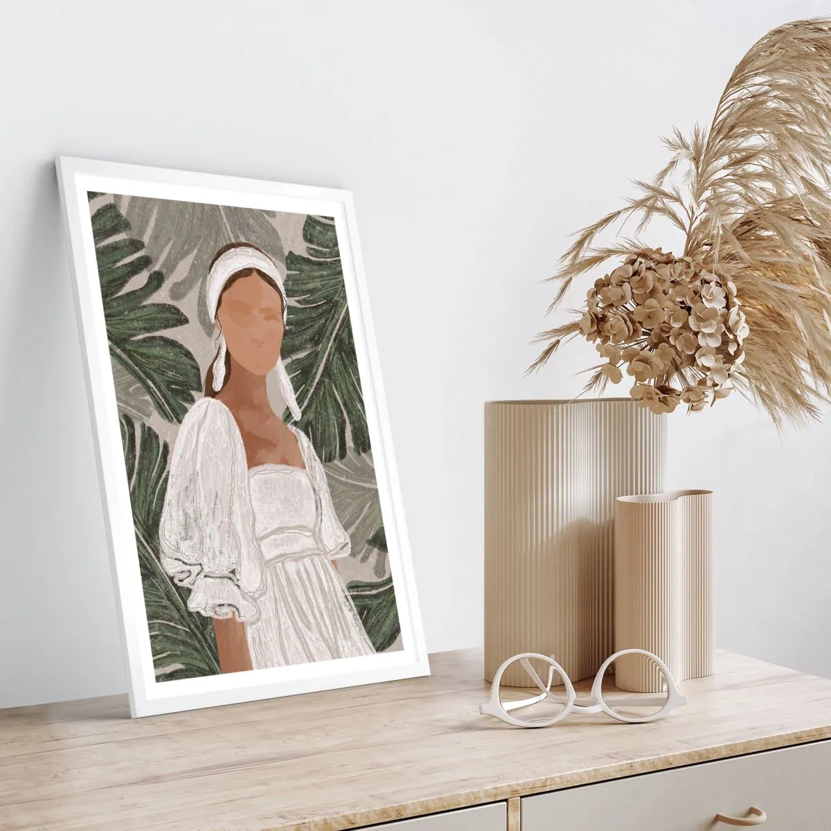 Poster in een witte lijst - Exotisch portret - 70x100 cm