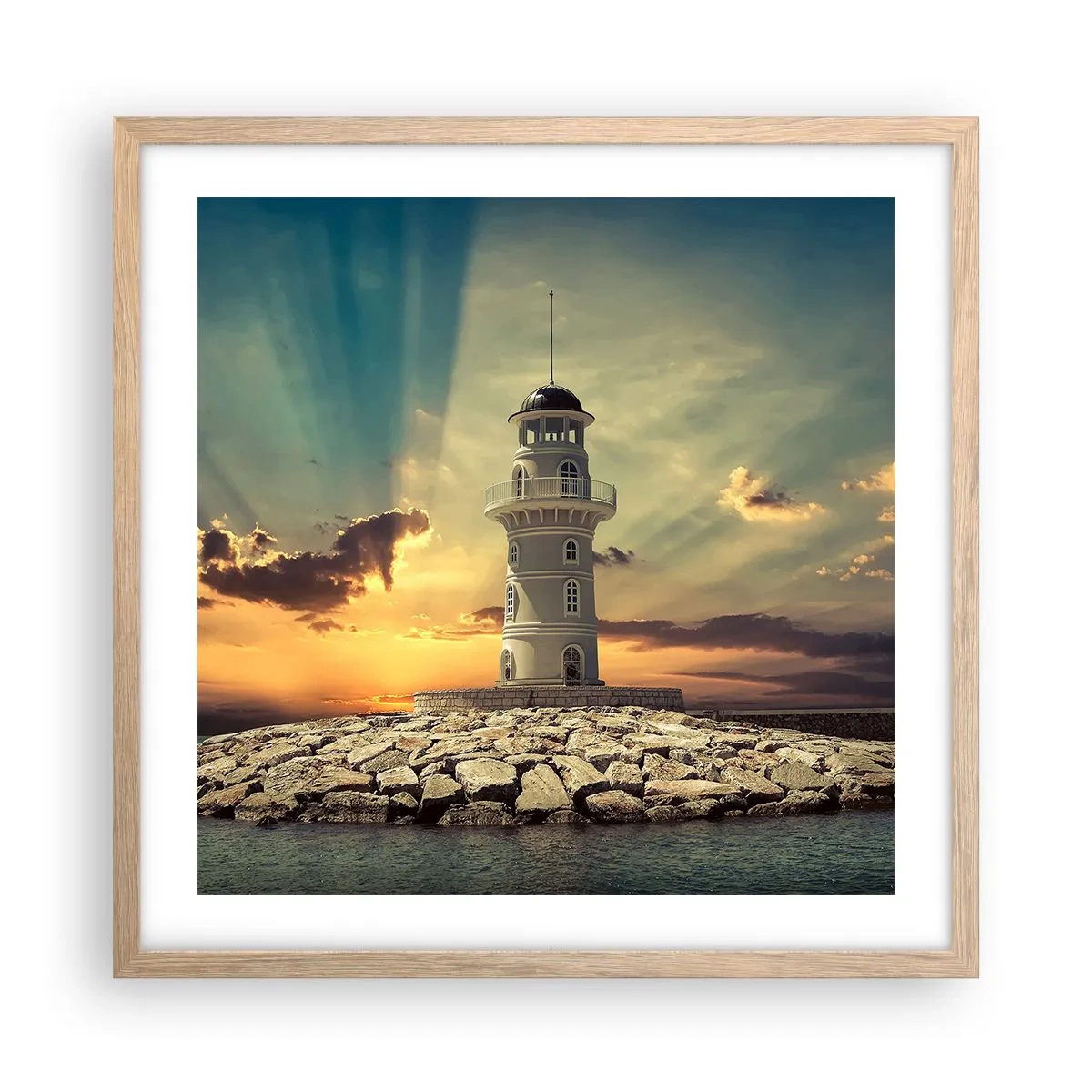 Een poster in een licht eiken lijst - Licht - Goed - Schoonheid - 50x50 cm