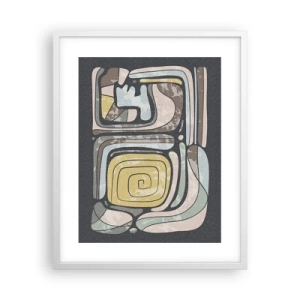 Poster in een witte lijst - Abstractie in de precolumbiaanse geest - 40x50 cm