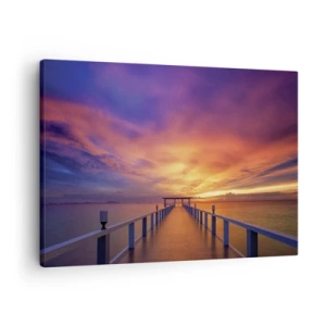 Schilderen op canvas - Een steiger die naar de zee leidt tijdens zonsondergang - 70x50cm - Zonder einde - Moderne wanddecoratie voor woonkamer en slaapkamer ARTTOR