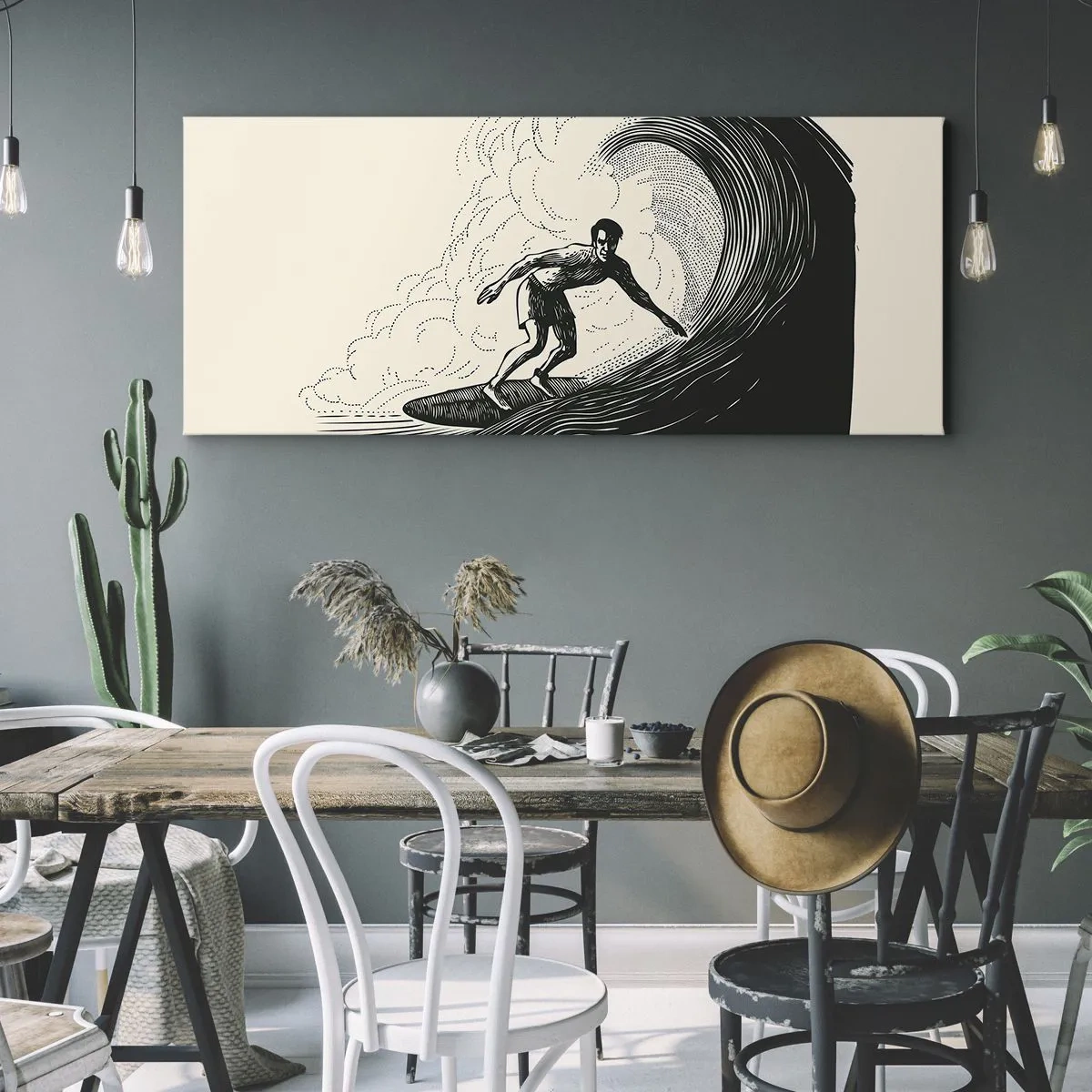 Schilderen op canvas - Koning van de golf - 100x40 cm