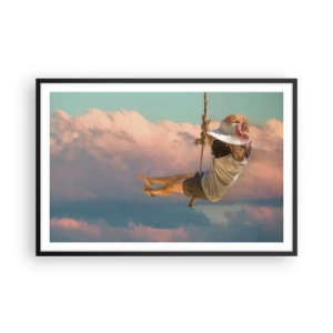 Poster in een zwarte lijst - Plezier in de wolken - 91x61 cm