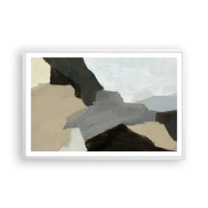 Poster in een witte lijst - Abstractie: het kruispunt van grijs - 91x61 cm