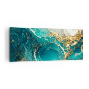 Schilderen op canvas - Compositie met goudaders - 100x40 cm