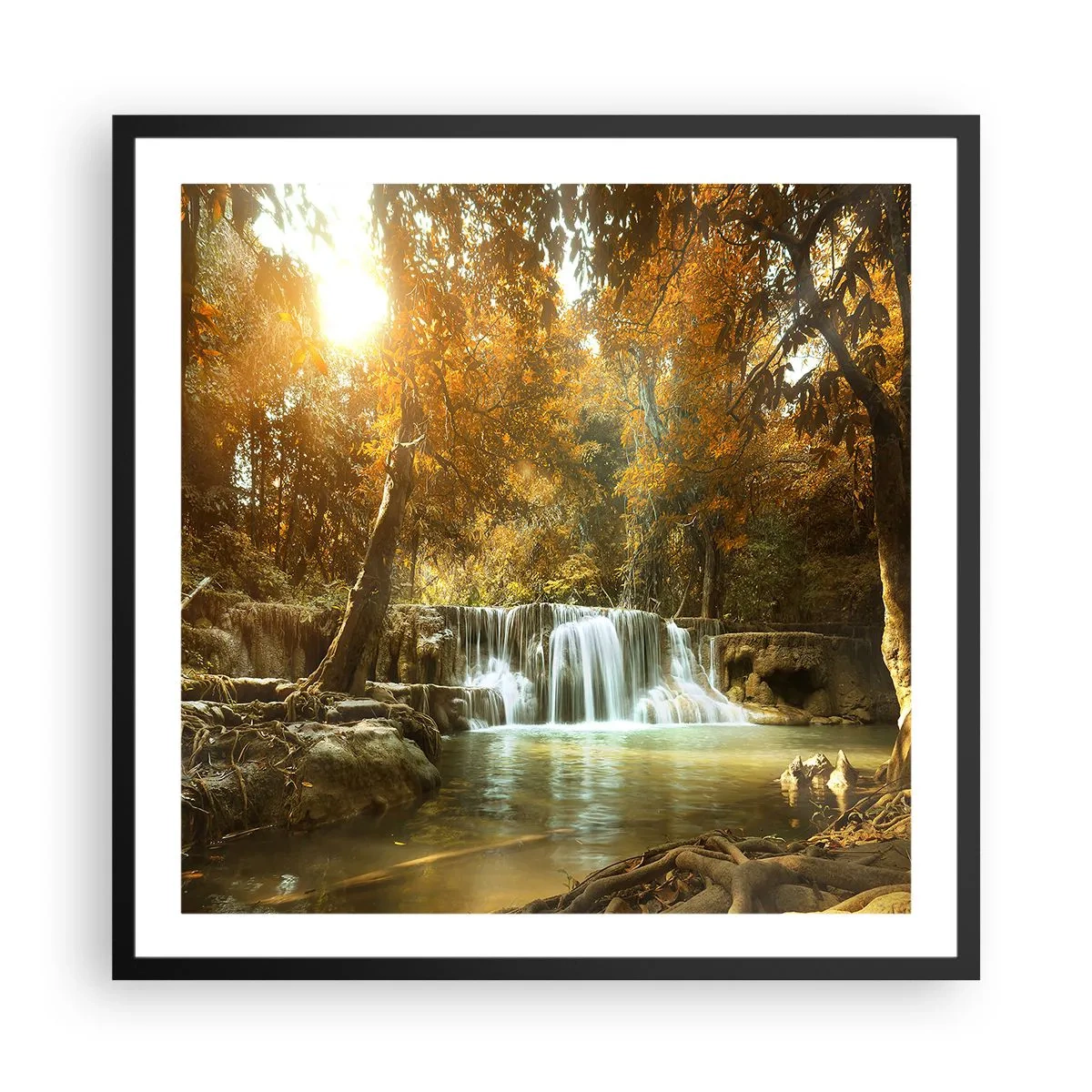 Poster in een zwarte lijst - Park cascade - 60x60 cm