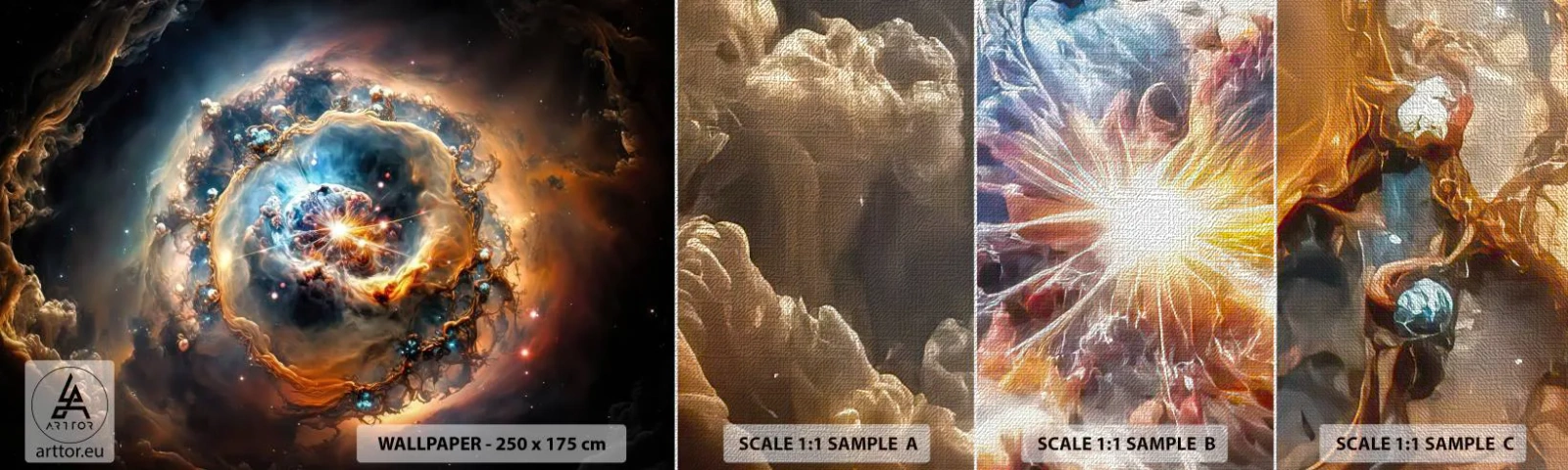 Fotobehang Monster Premium Canvas - Begin - Universum, Kosmos, heelal - 100x30 cm