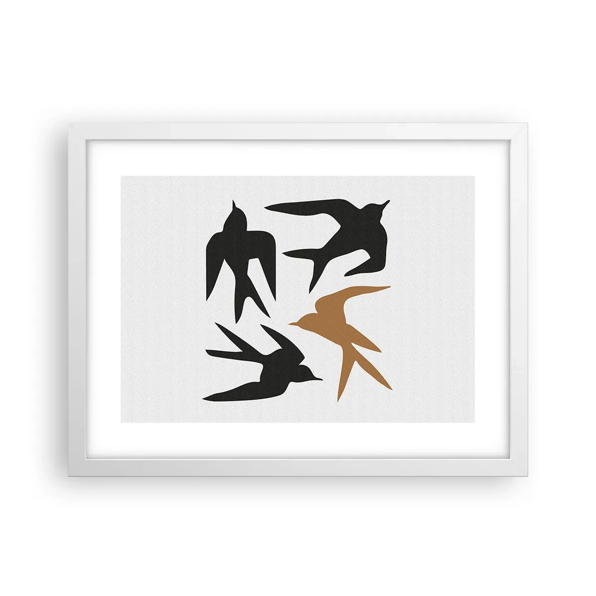 Poster in een witte lijst - Zwaluwen spel - 40x30 cm