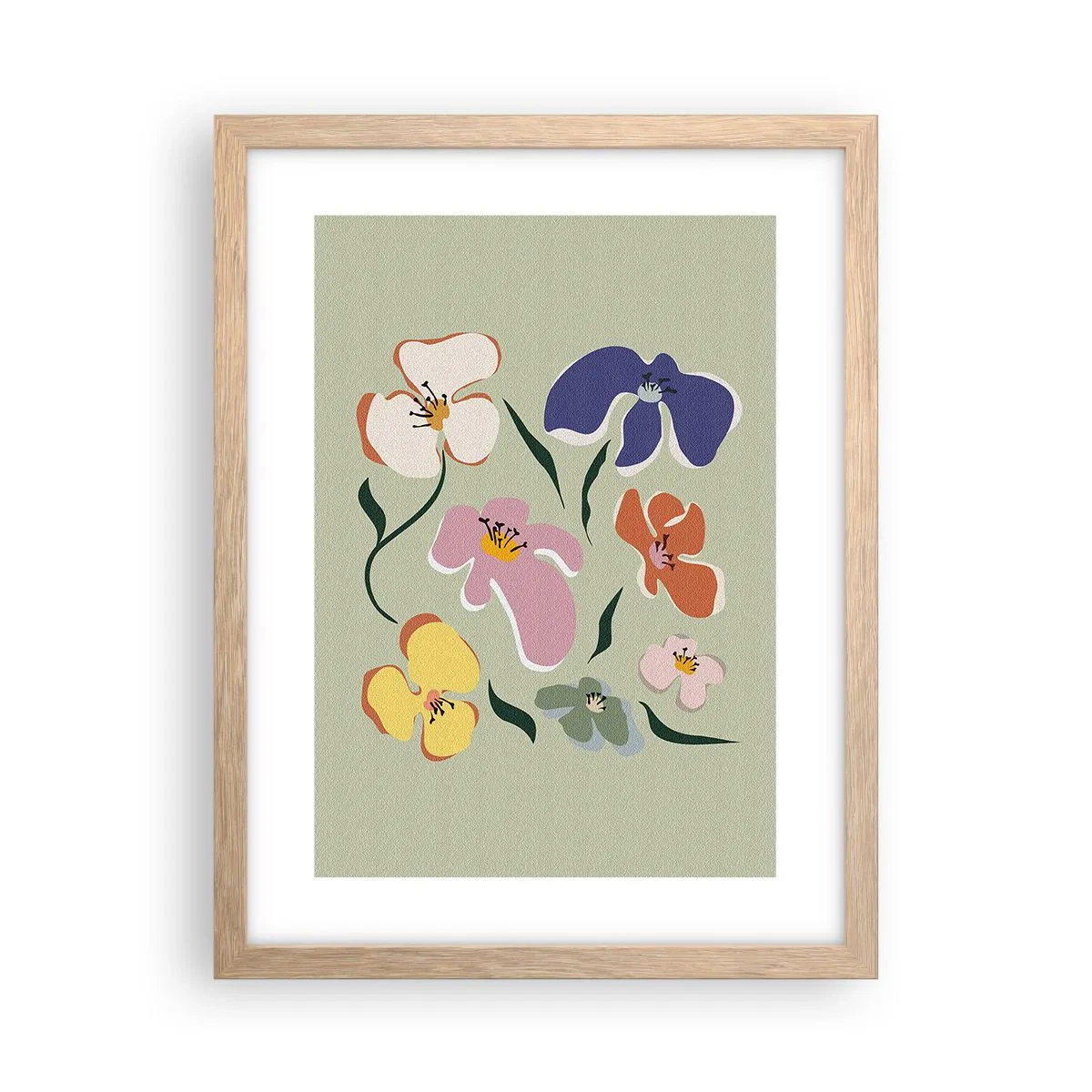 Een poster in een licht eiken lijst - Viooltjes welkom - 30x40 cm