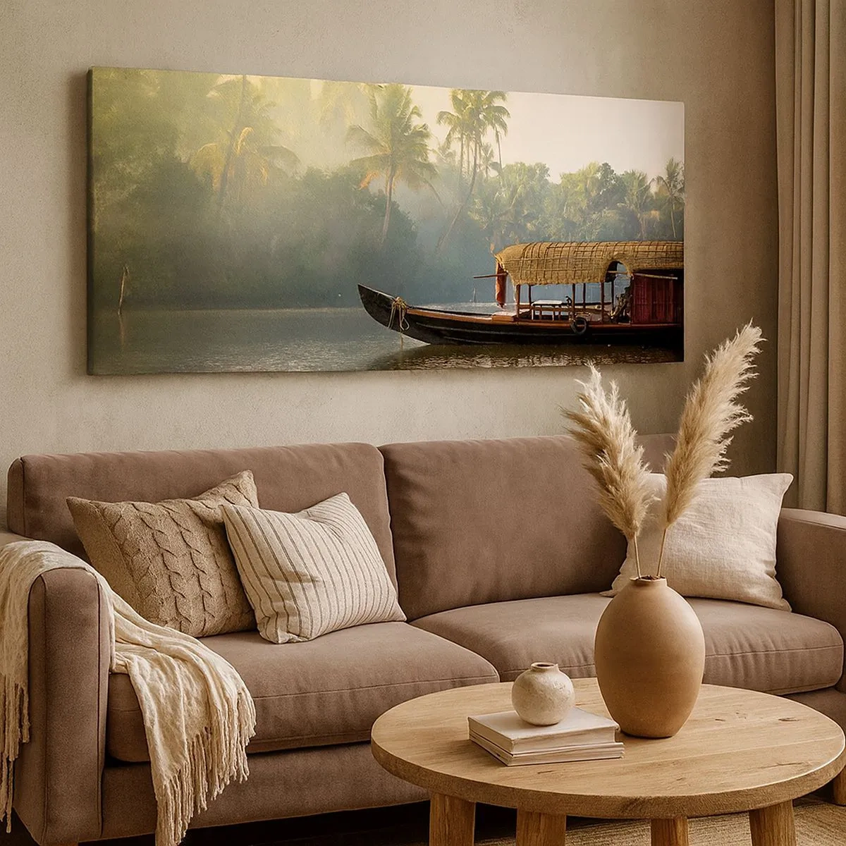 Schilderen op canvas - Huis aan de rivier - 100x40 cm
