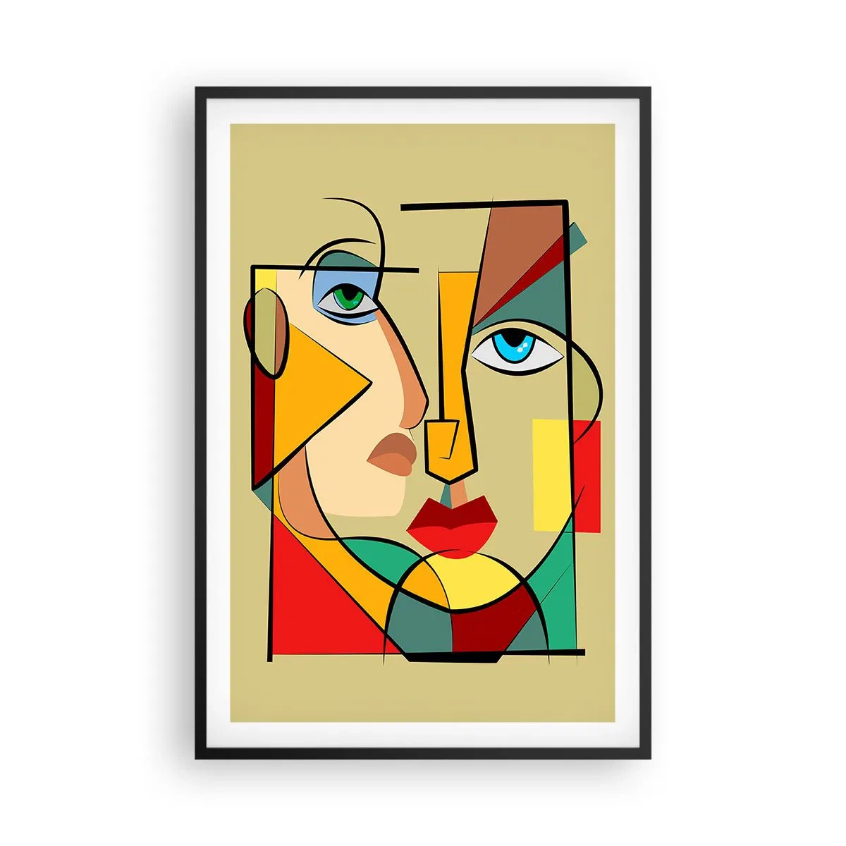 Poster in een zwarte lijst - Bij elkaar passend paar - 61x91 cm