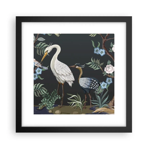 Poster in een zwarte lijst - Vogelparade - 30x30 cm