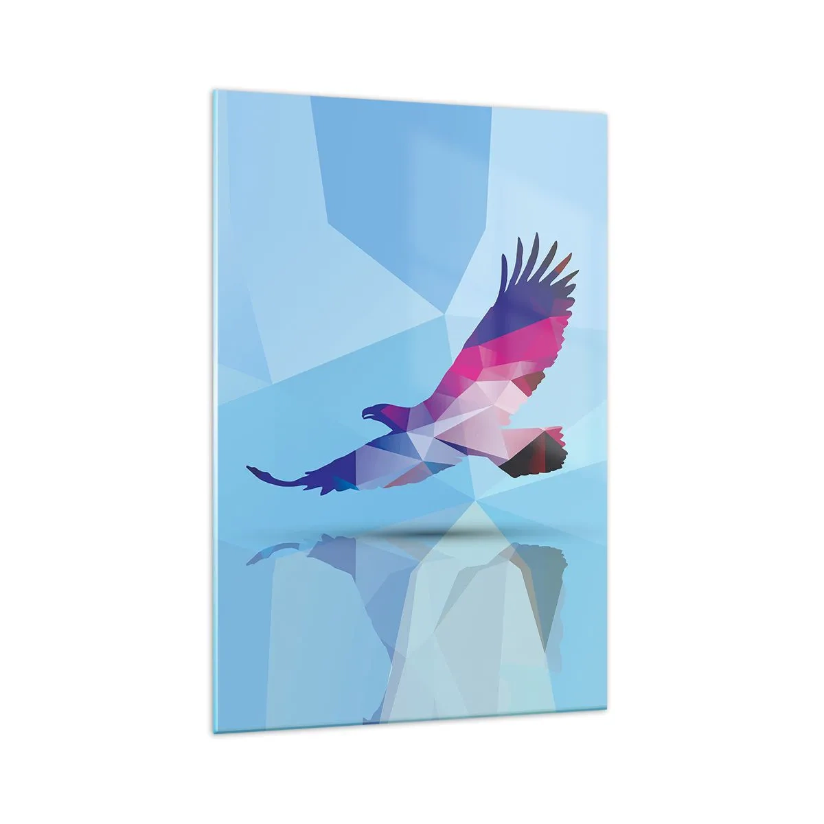 Schilderen op glas - Adelaar in een lila kristal - 70x100 cm