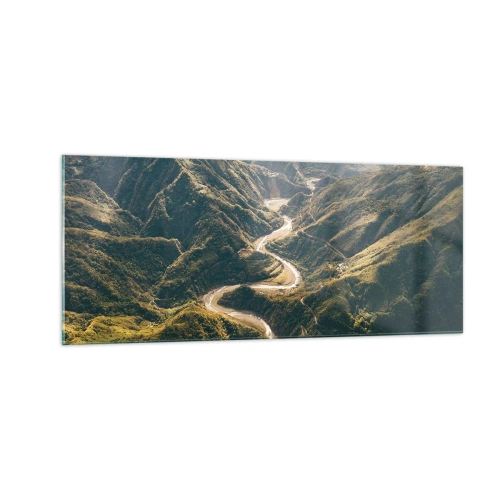 Schilderen op glas - Recht uit het hart van de bergen - 100x40 cm