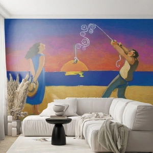 Zelfklevend Fotobehang Deluxe Sticker - Meer dan een sterretje uit de lucht - Abstractie, Vrouw en man, Schilderen - 150x105 cm