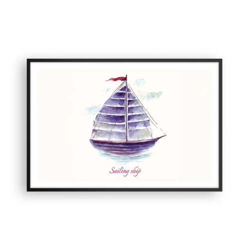 Poster in een zwarte lijst - Volle zeilen en rustig water - 91x61 cm