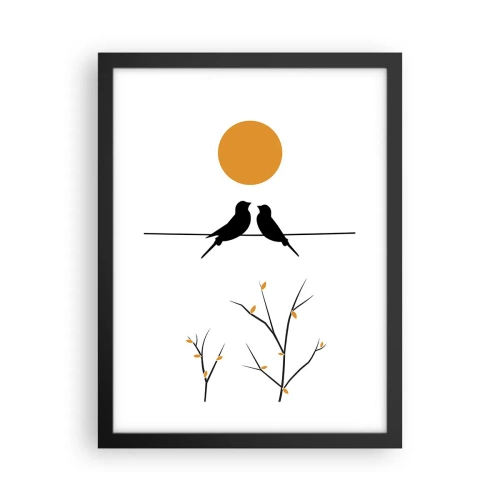 Poster in een zwarte lijst - Nachtegalen avond - 30x40 cm