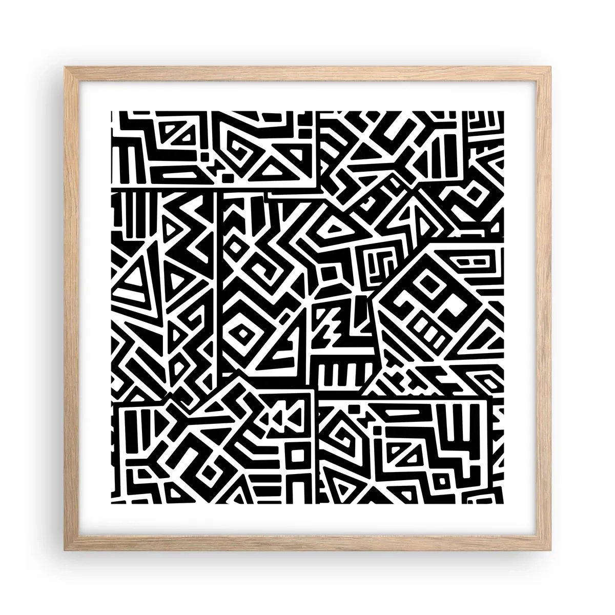 Een poster in een licht eiken lijst - Pre-Columbiaanse compositie - 50x50 cm