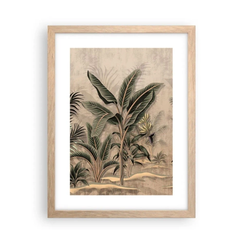 Een poster in een licht eiken lijst - Een gravure in koloniale stijl - 30x40 cm