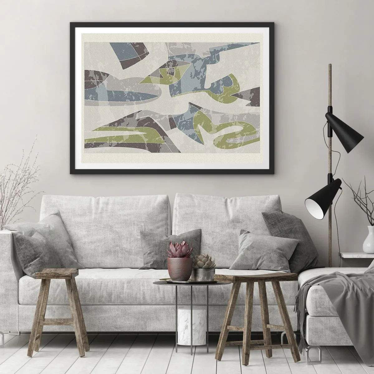 Poster in een zwarte lijst - Compositie achter het glas - 70x50 cm