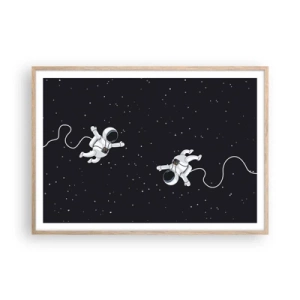 Een poster in een licht eiken lijst - Kosmische dans - 100x70 cm