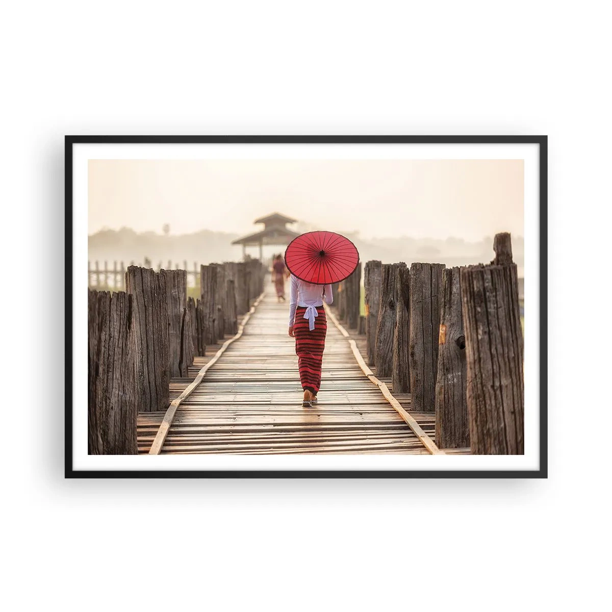Poster in een zwarte lijst - Op de oude brug - 100x70 cm
