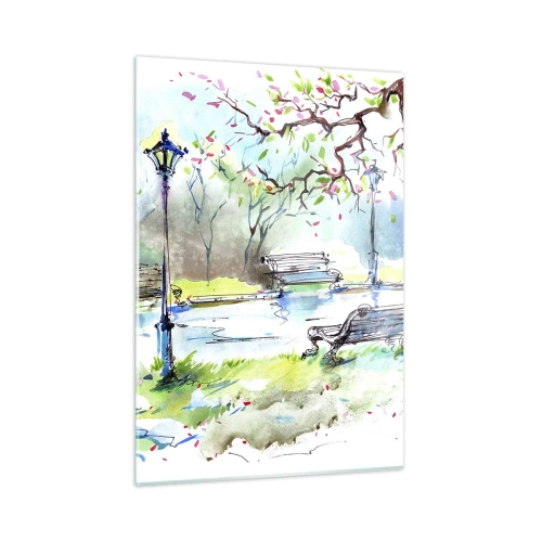 Schilderen op glas - De charme van de stilte van het park - 50x70 cm