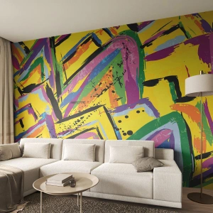 Zelfklevend Fotobehang Deluxe Sticker - Tot ze schreeuwt van vreugde - Abstractie, Deel, Schilderen - 300x210 cm