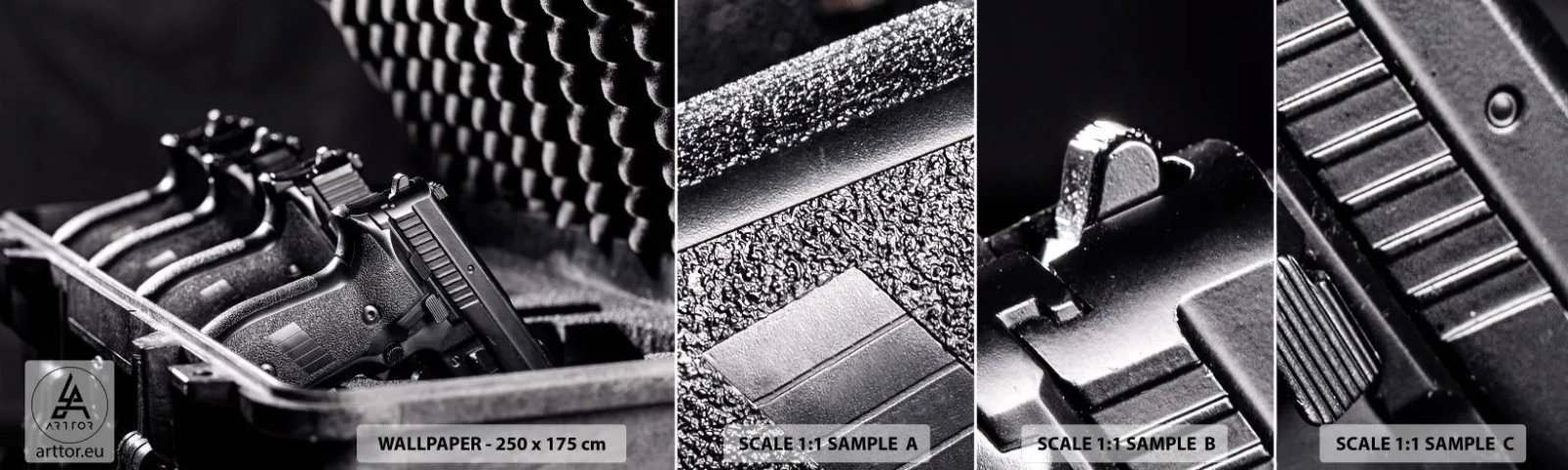 Fotobehang Monster Zelfklevend Deluxe Sticker - Heren sport - Leger, Wapen, Pistool - 100x30 cm