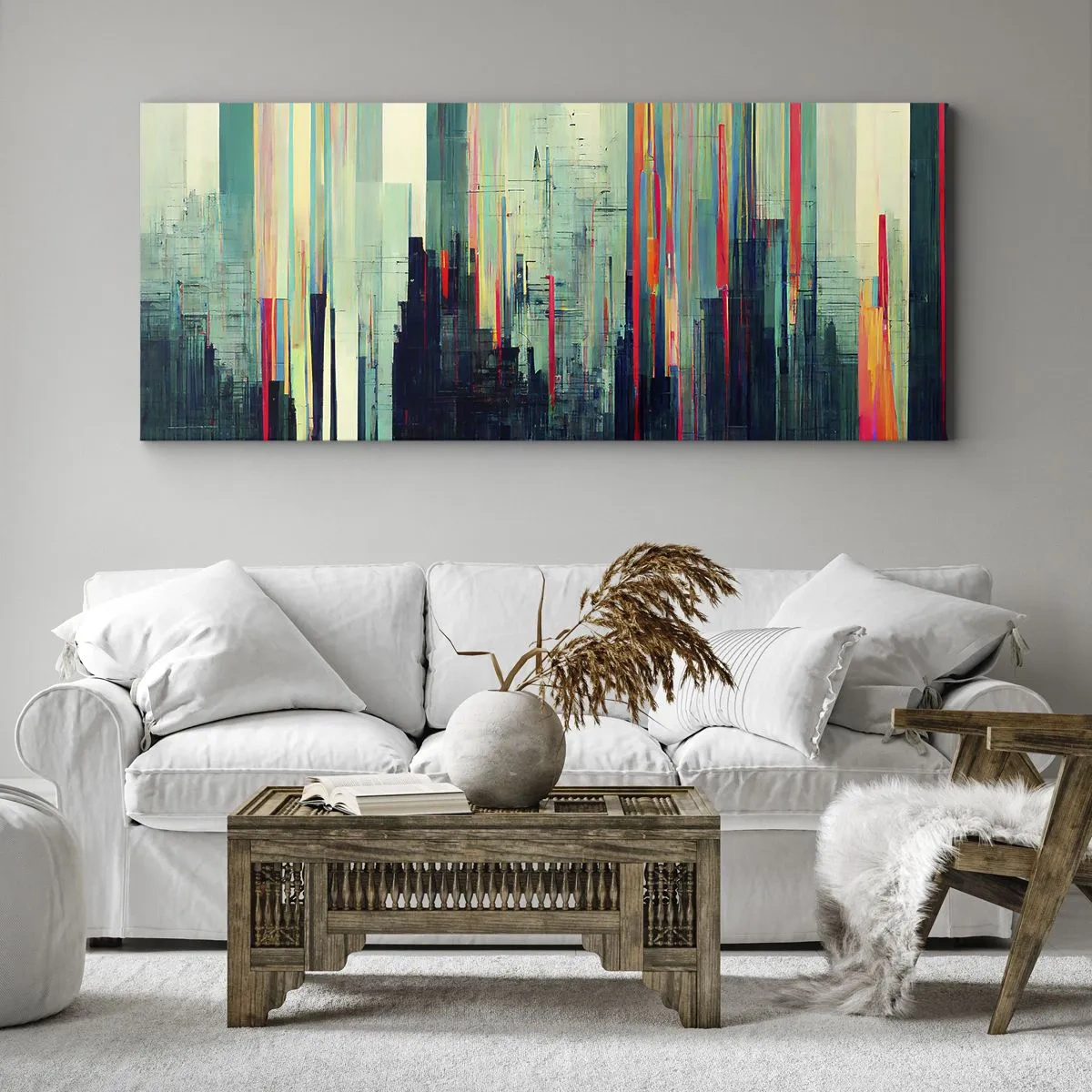 Schilderen op canvas - Futuristische stad - 100x40 cm