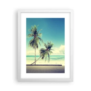 Poster in een witte lijst - Tijd om aan je vakantie te beginnen. - 30x40 cm