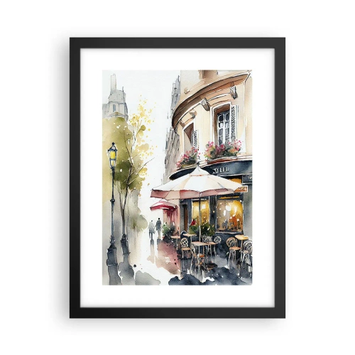 Poster in een zwarte lijst - Parijse ochtend - 30x40 cm