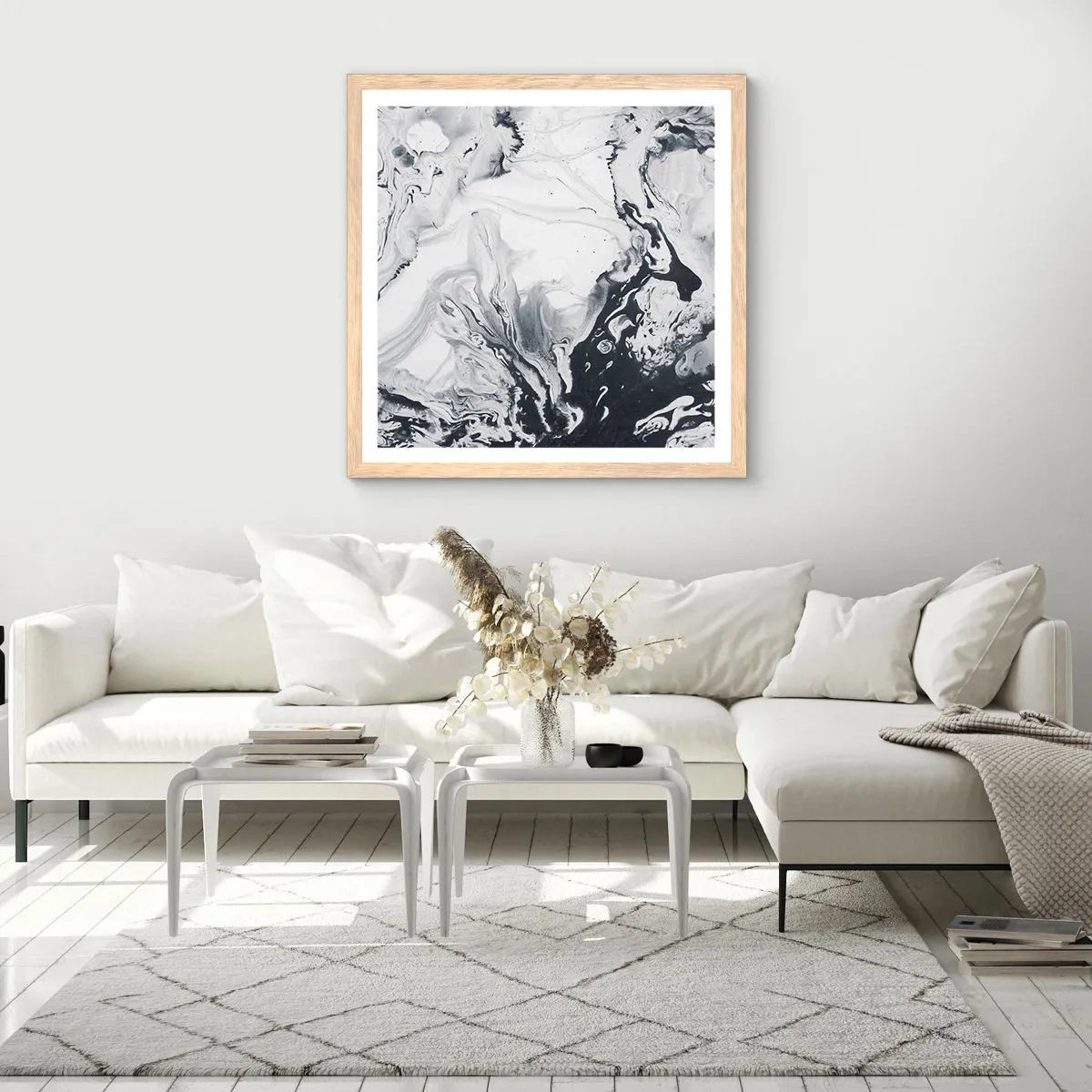 Een poster in een licht eiken lijst - Het binnenste van de aarde - 40x40 cm