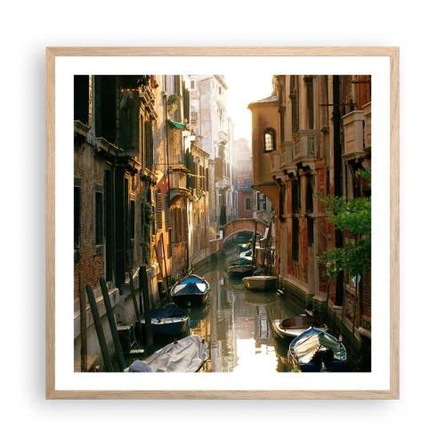 Een poster in een licht eiken lijst - In een Venetiaans steegje - 60x60 cm
