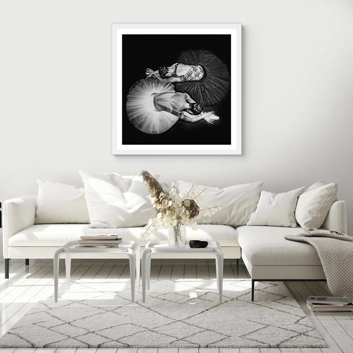 Poster in een witte lijst - Jin en Jang - perfecte balans - 50x50 cm