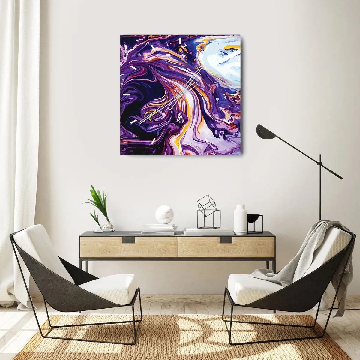 Wandklok - Klok - De vouw is paars geworden - 30x30 cm