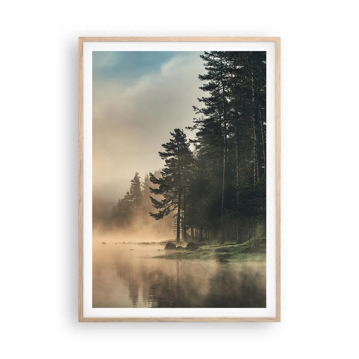 Een poster in een licht eiken lijst - De geboorte van de dag - 70x100 cm