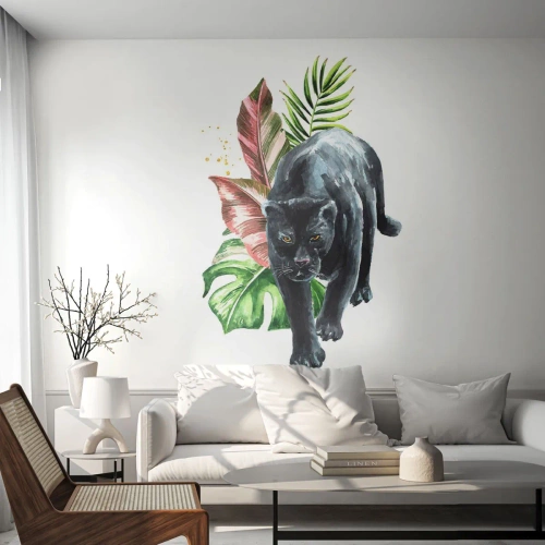 Zelfklevend Fotobehang Deluxe Sticker - Wilde van het hart - Zwarte Panter, Dieren, Natuur - 300x210 cm