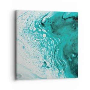 Schilderen op canvas - Versmelten in wit en turkoois - 30x30 cm