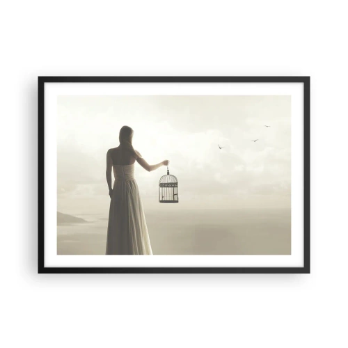 Poster in een zwarte lijst - Wees vrij - 70x50 cm