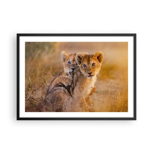 Poster in een zwarte lijst - Niet storen! We hebben plezier - 70x50 cm