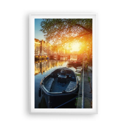 Poster in een witte lijst - Ochtend in Amsterdam - 61x91 cm