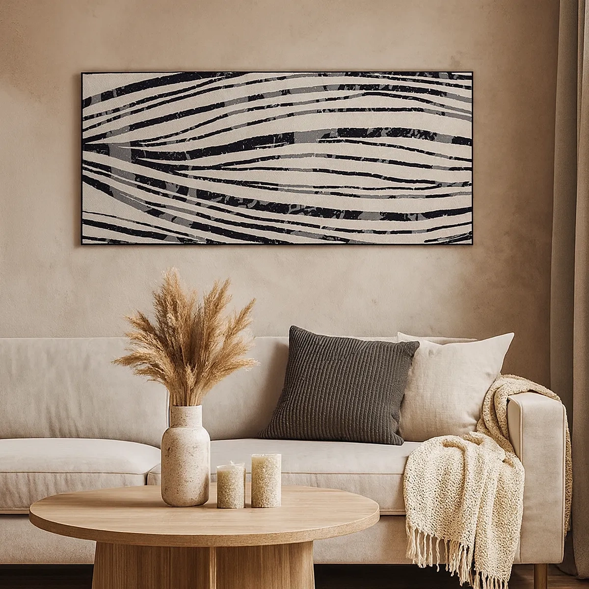 Schilderen op canvas - Lijnoverstromingsvlakte - 30x30 cm