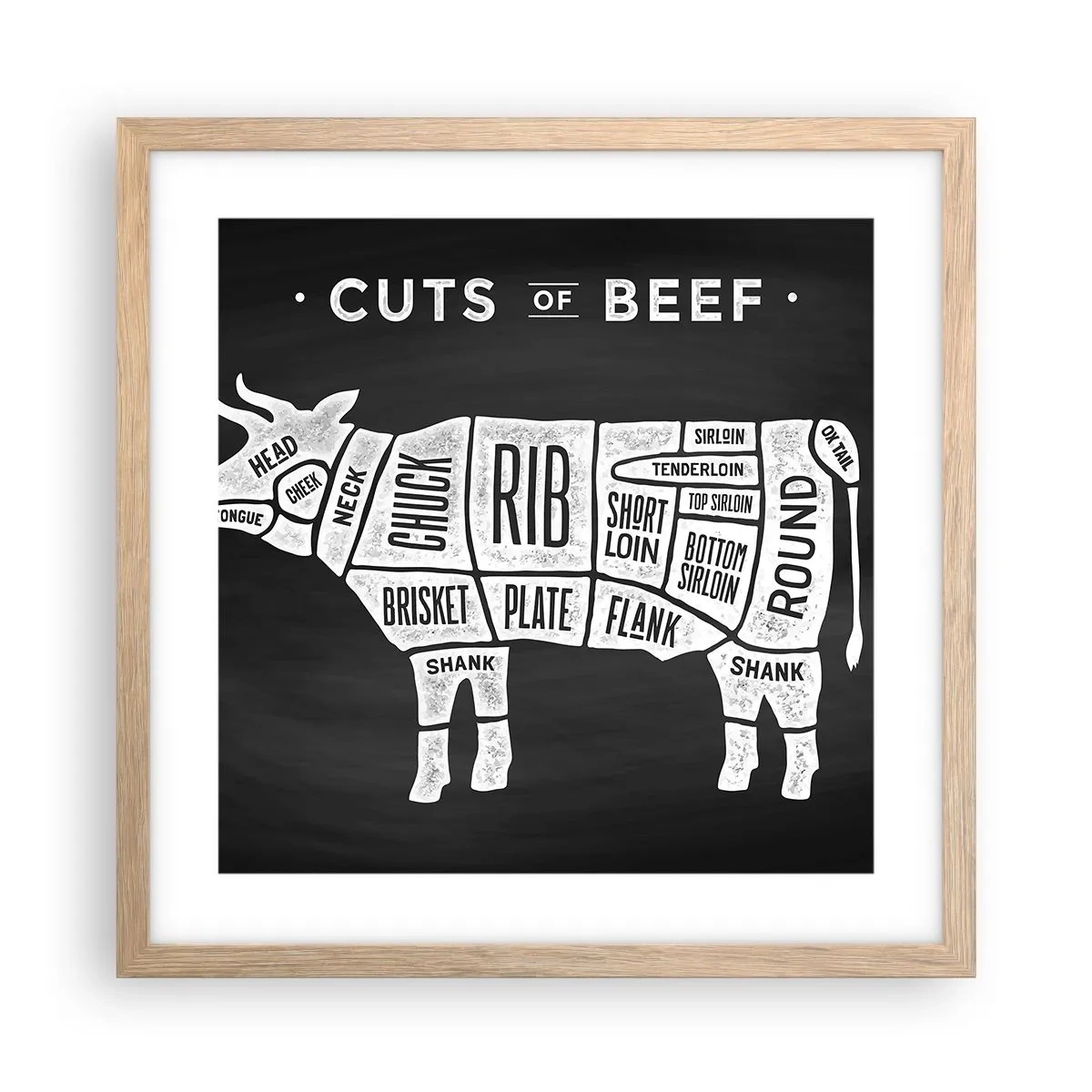 Een poster in een licht eiken lijst - Slagers ABC - 40x40 cm