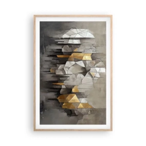 Een poster in een licht eiken lijst - Compositie van ijs en licht - 61x91 cm