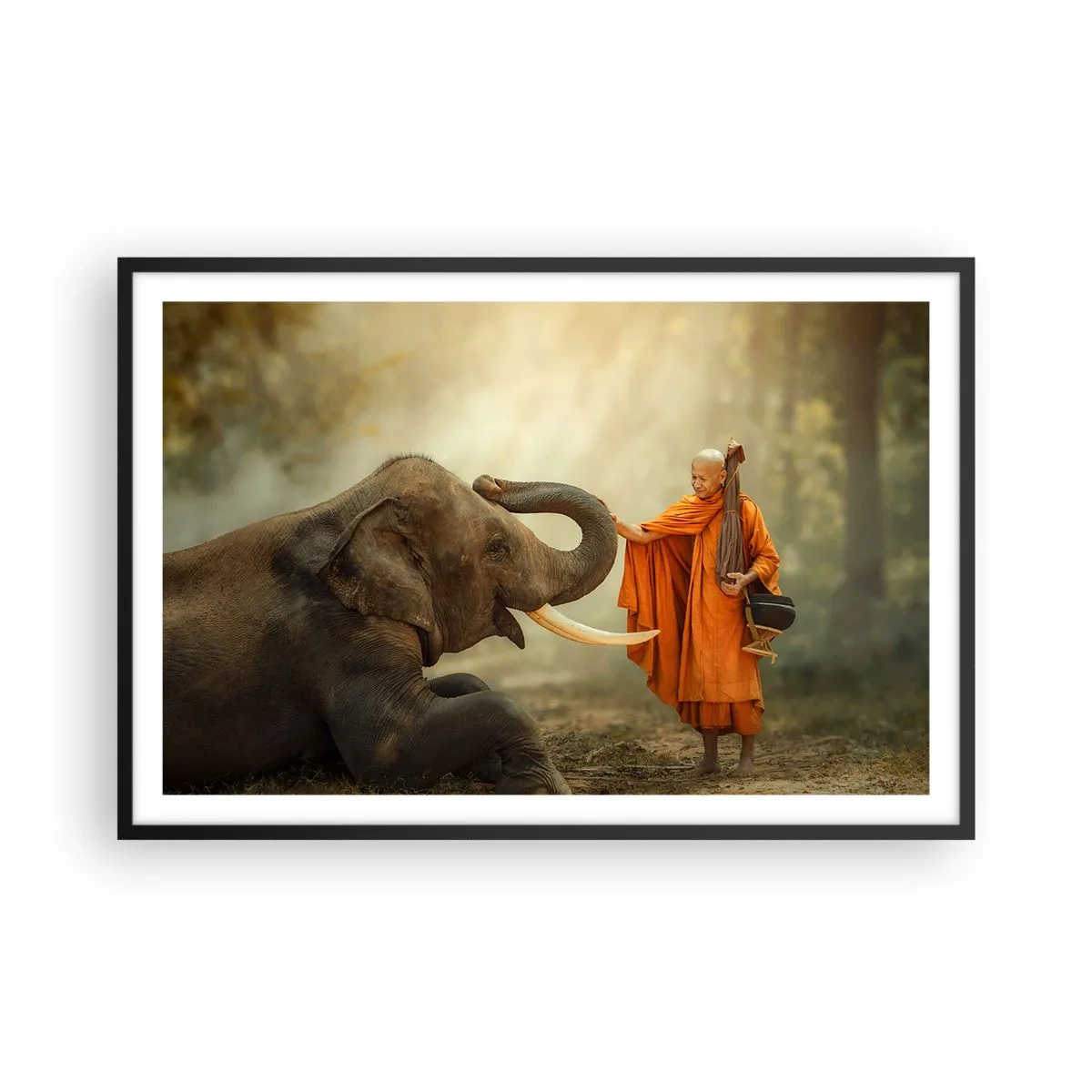 Poster in een zwarte lijst - Ontmoeting tijdens een reis - 91x61 cm