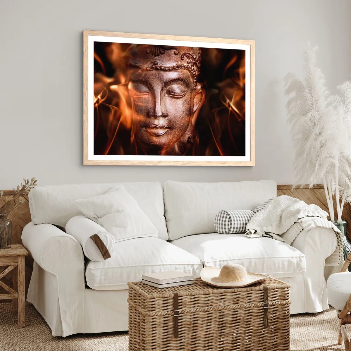 Een poster in een licht eiken lijst - Het bestaat alleen hier en nu - 91x61 cm