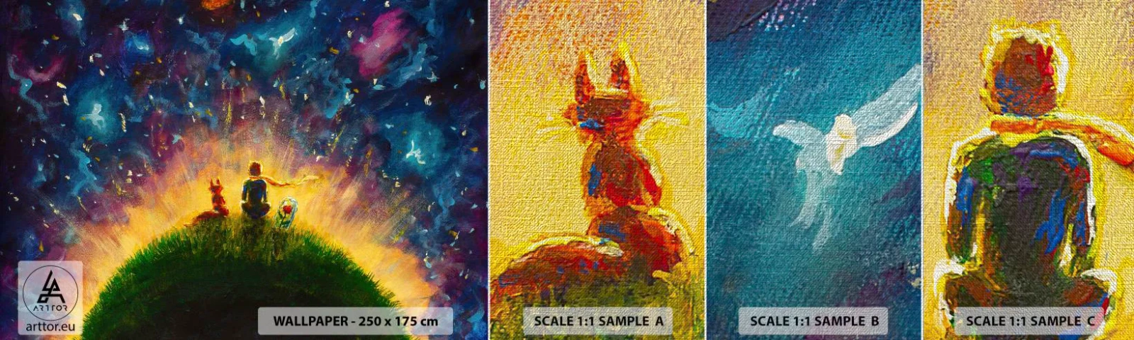 Fotobehang Monster Premium Canvas - Liefde en vriendschap - de hele wereld - Voor kinderen, Vriendschap, Abstractie - 100x30 cm