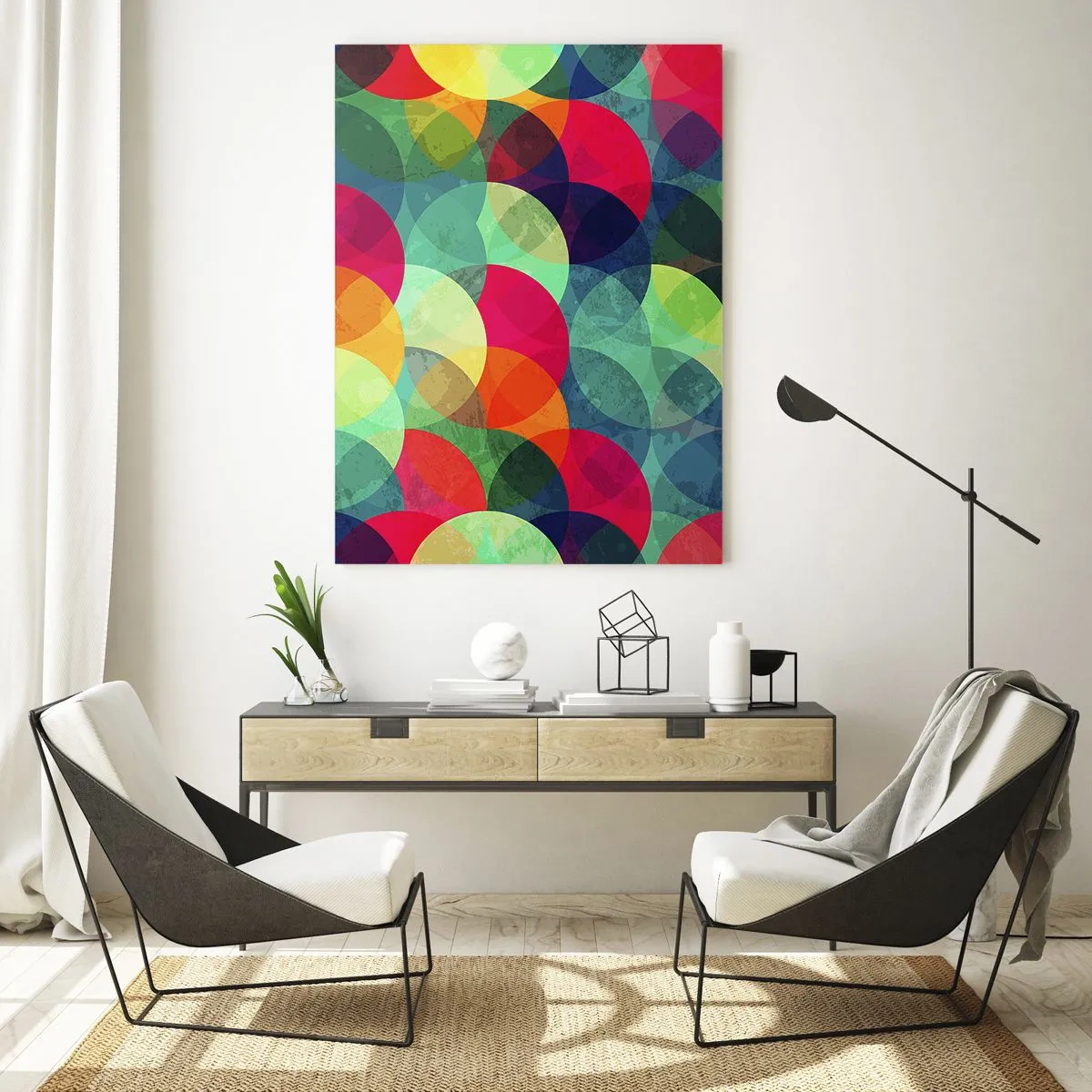 Schilderen op glas - Beklimming naar de regenboog - 80x120 cm