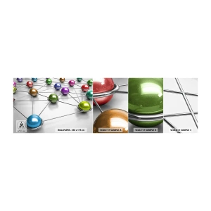 Fotobehang Staaltje Standard Eco - Kosmisch spinnenweb - Abstractie, Metalen ballen, 3D - 100x30 cm